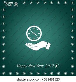 Compass on hand flat icon. Vector illustration EPS.