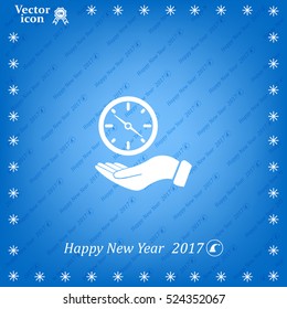 Compass on hand flat icon. Vector illustration EPS.