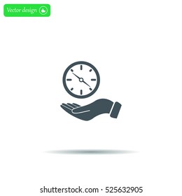 Compass on hand flat icon. Vector illustration EPS.