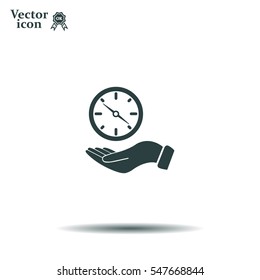 Compass on hand flat icon. Vector illustration EPS.