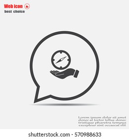 Compass on hand flat icon. Vector illustration EPS.