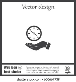 Compass on hand flat icon. Vector illustration EPS.