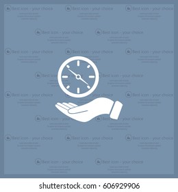 Compass on hand flat icon. Vector illustration EPS.