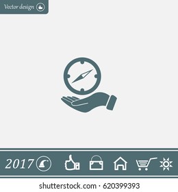 Compass on hand flat icon. Vector illustration EPS.
