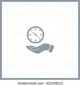 Compass on hand flat icon. Vector illustration EPS.