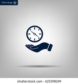 Compass on hand flat icon. Vector illustration EPS.