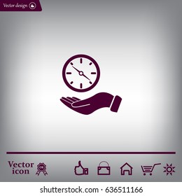 Compass on hand flat icon. Vector illustration EPS.