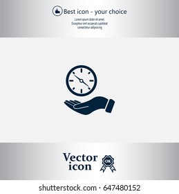 Compass on hand flat icon. Vector illustration EPS.