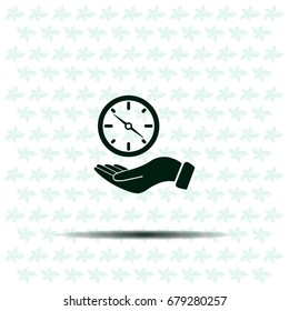 Compass on hand flat icon. Vector illustration EPS.