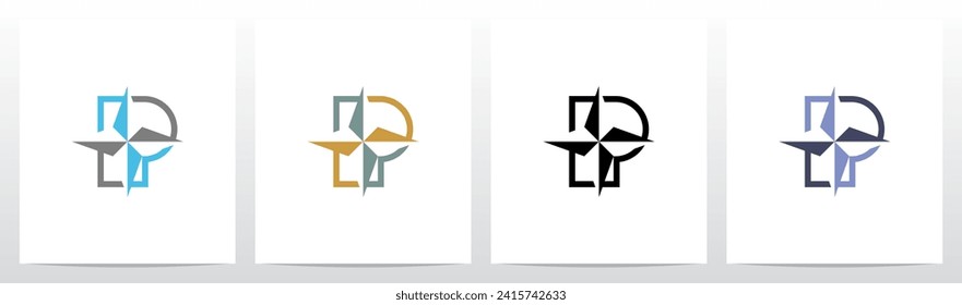 Compass On Letter Logo Design P