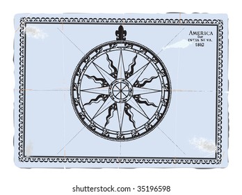 Compass on the old piece of paper.