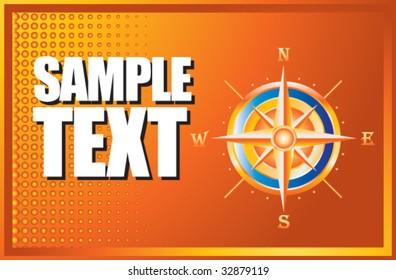 compass on orange halftone banner