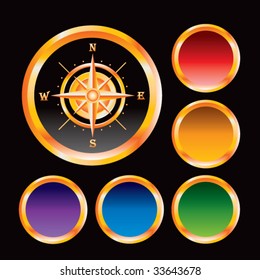 compass on round multicolored web button