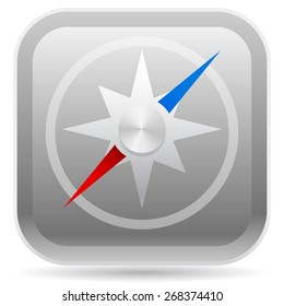 Compass on Rounded Square Vector Icon