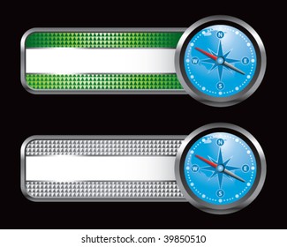 compass on striped banners