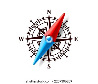 Compass on a white background, arrow navigation. Vector illustration