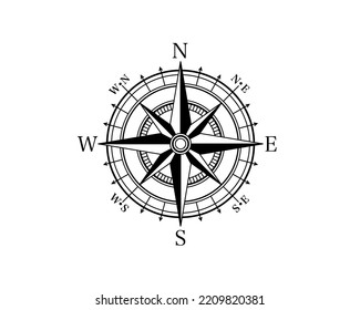 Compass on a white background, arrow navigation. Vector illustration