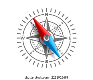 Compass on a white background, arrow navigation. Vector illustration