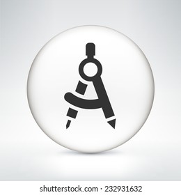 Compass on White Round Button