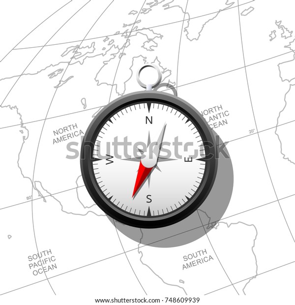 Compass On World Map Can Be Stock Vector Royalty Free 748609939 Shutterstock 2189