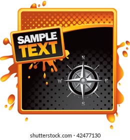 compass orange and black halftone grungy ad