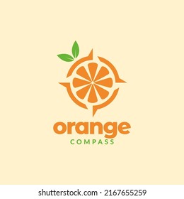 compass with orange fruit logo design vector graphic symbol icon illustration creative idea