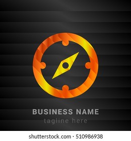 Compass Orange, Yellow and Black silk fashion premium icon / Logo