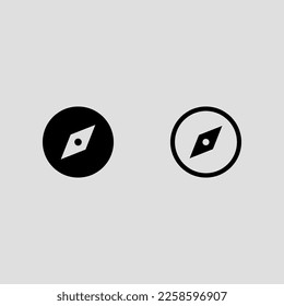 compass outline and black icon set isolated vector illustration