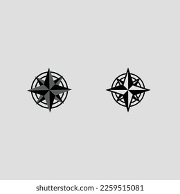 compass outline and black icon set isolated vector illustration