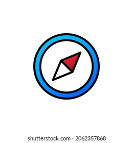 Compass With Outline Colour  Icon Vector Illustration