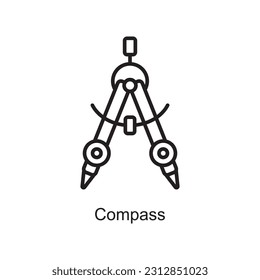 Compass Outline Icon Design illustration. Art and Crafts Symbol on White background EPS 10 File