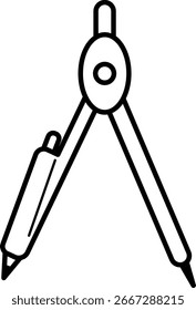 Compass Outline Icon – Geometry Drawing Tool Vector Illustration