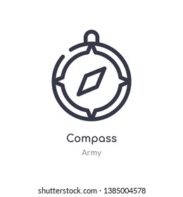 compass outline icon. isolated line vector illustration from army collection. editable thin stroke compass icon on white background