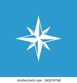 compass outline icon, isolated, white on the blue background. Exclusive Symbols 