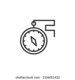 Compass outline icon. linear style sign for mobile concept and web design. Route simple line vector icon. Symbol, logo illustration. Pixel perfect vector graphics