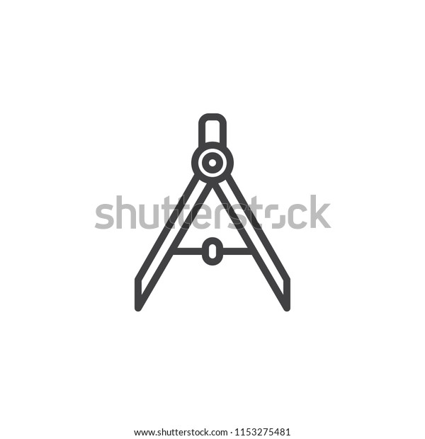 Compass outline icon.\
linear style sign for mobile concept and web design. Architect\
simple line vector icon. Drawing divider symbol, logo illustration.\
Vector graphics
