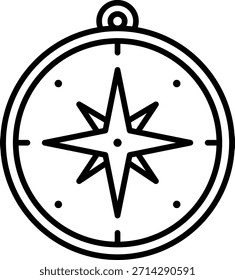 Icono de contorno de brújula para navegación y dirección