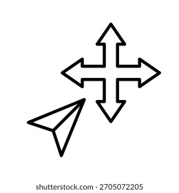 Ilustración vectorial de icono de contorno de brújula
