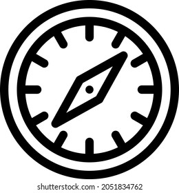 Compass Outline Vector Icon Design
