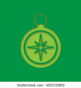 Compass paper cut out icon. Navigation. Vector silhouette isolated illustration