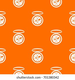 Compass pattern repeat seamless in orange color for any design. Vector geometric illustration