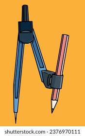 brújula con lápiz para dibujar círculos