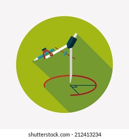 Compass Pencil flat icon with long shadow,eps10