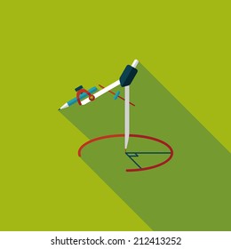 Compass Pencil flat icon with long shadow,eps10