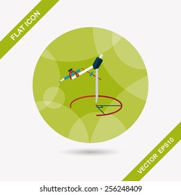 Compass Pencil flat icon with long shadow,eps10