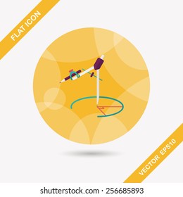Compass Pencil flat icon with long shadow,eps10