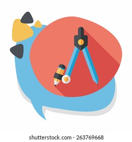 Compass Pencil flat icon with long shadow,eps10