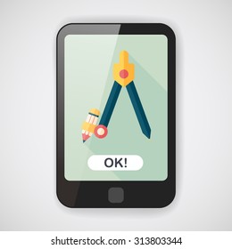 Compass Pencil flat icon with long shadow,eps10