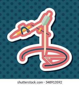 Compass Pencil flat icon with long shadow,eps10