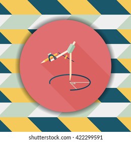 Compass Pencil flat icon with long shadow,eps10
